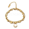 304 Stainless Steel Coffee Bean & Cable Cahin Charm Bracelets for Women BJEW-U024-01G-4