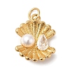 Rack Plating Brass Glass Imitation Pearl Pendants KK-B092-01G-1