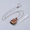 Natural Mixed Stone Perfume Bottle Pendant Necklaces NJEW-F266-02P-2