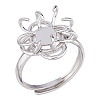 1Pc Rhodium Plated 925 Sterling Silver Adjustable Ring Settings STER-HS0001-16-1