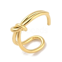 Simple Knotted 304 Stainless Steel Open Cuff Ring for Women Men RJEW-Z038-04G