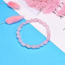 Natural Rose Quartz Bead Stretch Bracelets BJEW-K213-01