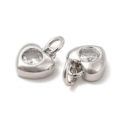 Brass Micro Pave Clear Cubic Zirconia Charms KK-E068-VB235-1