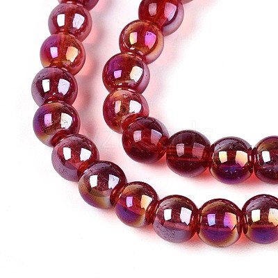 Electroplate Transparent Glass Beads Strands GLAA-T032-T6mm-AB20-1