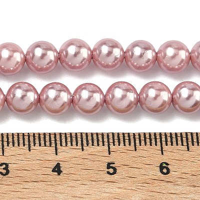 Electroplated Shell Pearl Beads Strands X-BSHE-G041-6mm-05-1