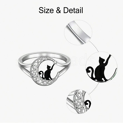 Cat Shape & Moon Alloy Finger Rings FS-WG27026-02-1