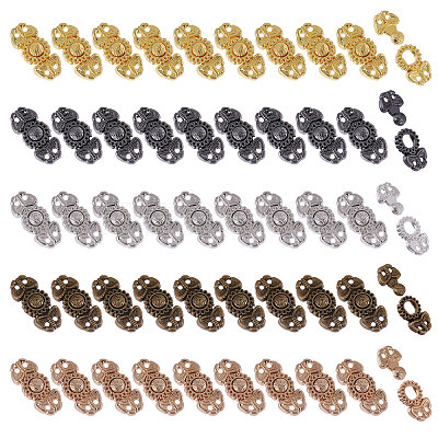50Pcs 5 Colors Flower Alloy Snap Lock Clasps FIND-GL0002-03-1
