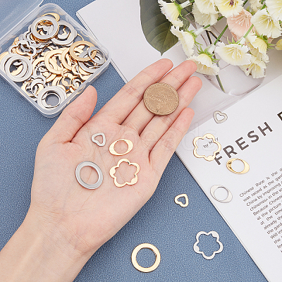 80Pcs 8 Style 304 Stainless Steel Linking Rings STAS-UN0022-50-1