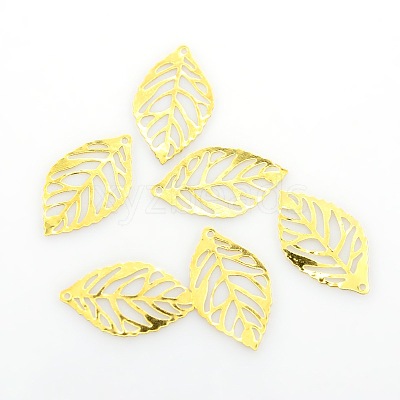 Leaf Iron Pendants KK-O015-20G-1