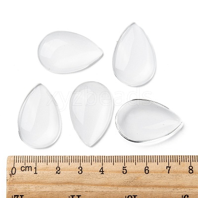Transparent Teardrop Glass Cabochons GGLA-R024-30x20-1