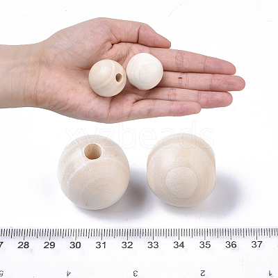 Natural Unfinished Wood Beads WOOD-S651-A30mm-LF-1