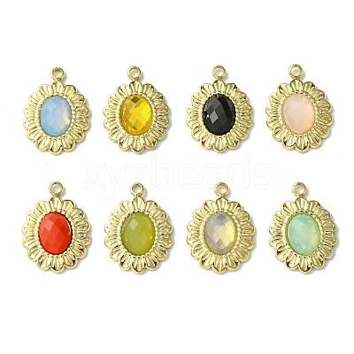Ion Plating(IP) Real 14K Gold Plated 304 Stainless Steel with Glass Pendant FIND-Z028-30-1