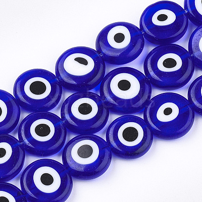 Handmade Evil Eye Lampwork Beads Strands LAMP-S191-02D-03-1