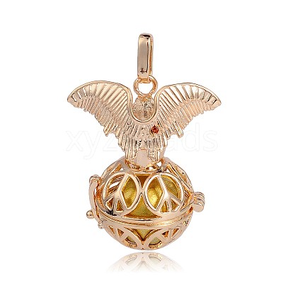 Golden Plated Brass Hollow Round Cage Pendants KK-J252-04G-1