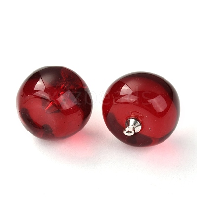 Resin Pendants with Glass Kernel and Stainless Steel Top Ring RESI-A015-01-1