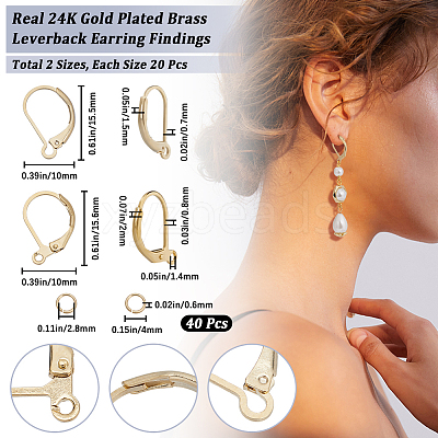 40Pcs 2 Styles Brass Leverback Earring Findings DIY-CN0002-85G-1