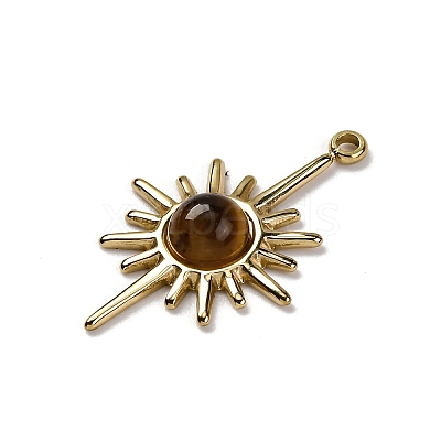 Natural Tiger Eye Pendants X-STAS-R005-02G-1