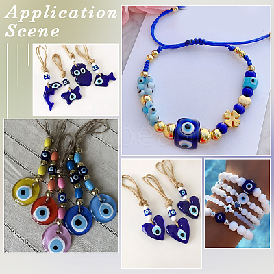 50Pcs Handmade Evil Eye Lampwork European Beads LAMP-SC0001-83-1