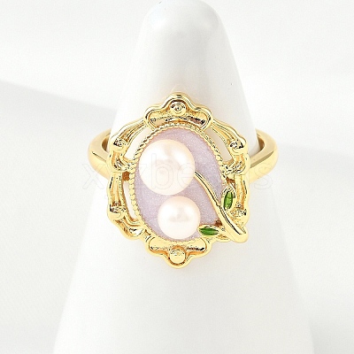 Brass Enamel Cuff Rings RJEW-K291-04G-02-1