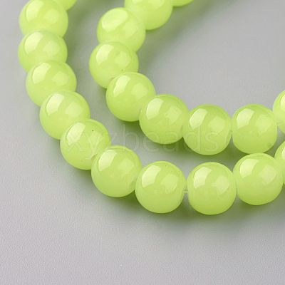 Baking Paint Imitation Jade Glass Round Bead Strands X-DGLA-Q021-6mm-08-1