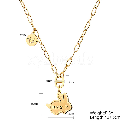 Luck Rabbit 304 Stainless Steel Pendant Necklaces KA9286-3-1