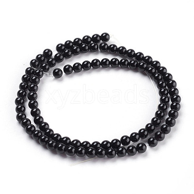 Round Natural Dyed & Heated Black Onyx Beads Strands G-S119-4mm-1