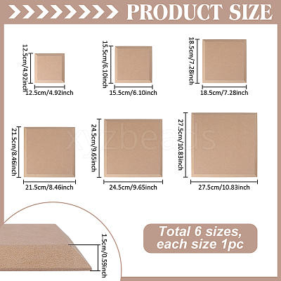 6Pcs MDF Pottery Clay Base Plate DIY-WH0061-060-1