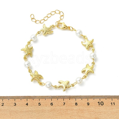 4Pcs 304 Stainless Steel & Shell Pearl Link Chains Bracelets for Women BJEW-JB13815-1