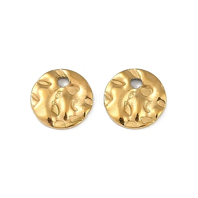 Ion Plating(IP) 304 Stainless Steel Textured Disc Charms STAS-Q336-11A-G-1