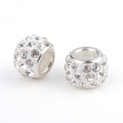Polymer Clay Rhinestone European Beads CPDL-S007-05-1