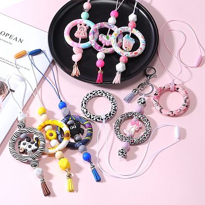 5Pcs Ring Food Grade Eco-Friendly Silicone Focal Beads JX893A-1