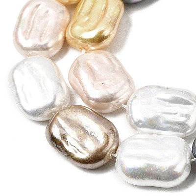 Electroplated Glass Shell Pearl Beads Strands BSHE-B009-F01-01-1