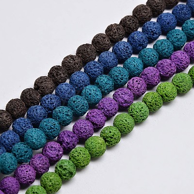 Natural Lava Rock Round Bead Strands G-I124-6mm-M-1