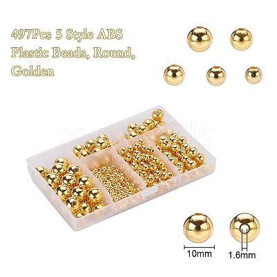 497Pcs 5 Style ABS Plastic Beads OACR-YW0001-10A-1
