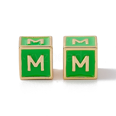 Rack Plating Brass Enamel Beads KK-B060-04G-02M-1