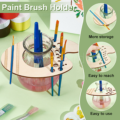 1Pc Wood Paint Brush Holders WOOD-BC0001-28-1