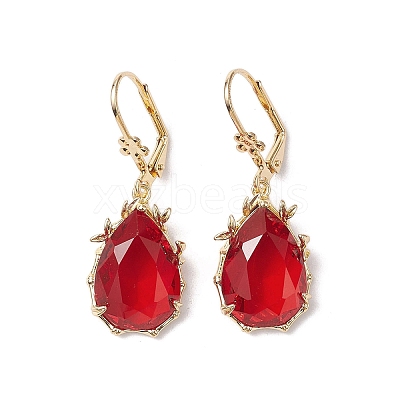 Glass Leverback Earring EJEW-C077-02KCG-03-1