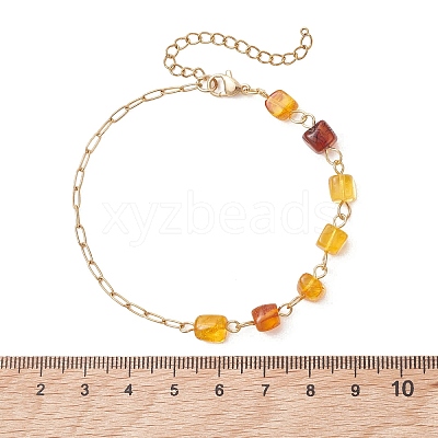 3Pcs Natural Amber Beads Link Chain Bracelets BJEW-JB13644-1