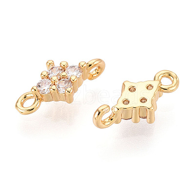 Brass Pave Clear Cubic Zirconia Connector Charms X1-KK-T078-03G-01-1