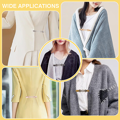 5Pcs 5 Colors Zinc Alloy with Crystal Rhinestone Cardigan Clips AJEW-AR0005-30-1