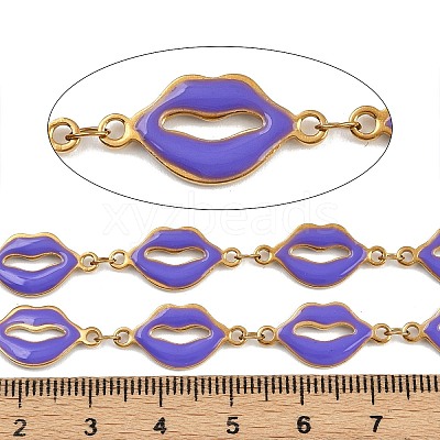 304 Stainless Steel Enamel Lip Link Chains CHS-K023-03G-03-1