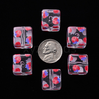 Transparent Printed Acrylic Beads MACR-S374-08A-03-1