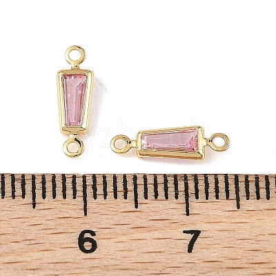 SHEGRACE Brass Pave Cubic Zirconia Trapezoid Connector Charms XGRQ2O654-444B-G-1