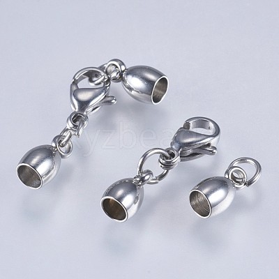Tarnish Resistant 201 Stainless Steel Cord Ends STAS-F145-03P-8x4mm-1