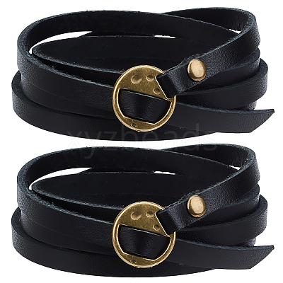 2Pcs Cowhide Wrap Bracelets BJEW-GF0001-35B-1