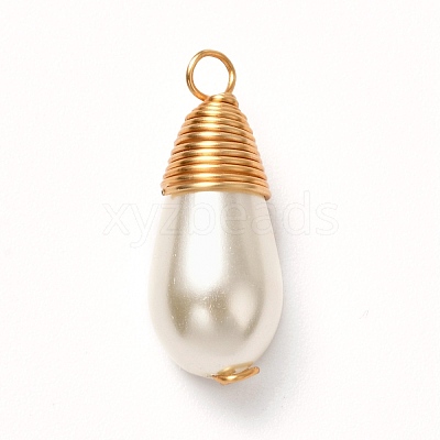 Glass Pearl Pendants PALLOY-JF00898-1