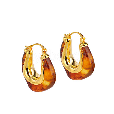 Brass Resin Hoop Earrings FS-WG9E07E-01-1