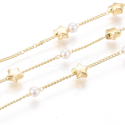 3.28 Feet Brass Handmade Beaded Chain X-CHC-G011-16G-1