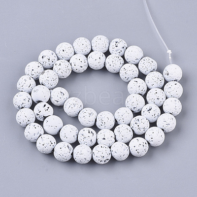 Spray Painted Natural Lava Rock Beads Strands G-N0324-C-10-1