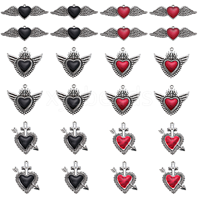 24Pcs 6 Styles Alloy Enamel Pendants ENAM-SC0005-03-1